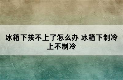 冰箱下按不上了怎么办 冰箱下制冷上不制冷